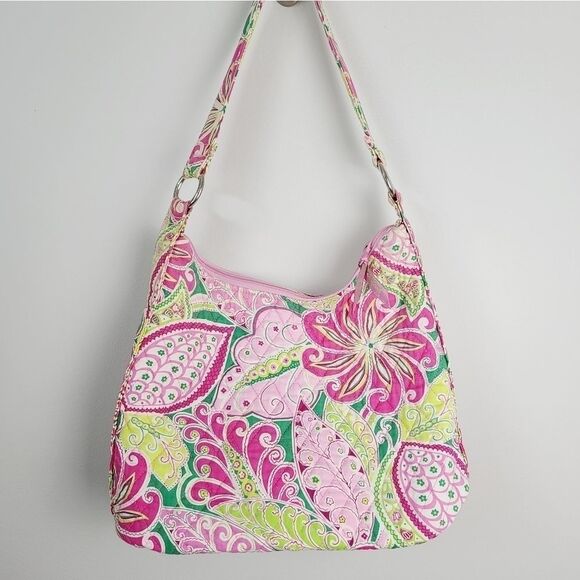 Shoulder Bag Vera Bradley Lisa B "Pinwheel Pink" VGC lots of compartments - Picture 2 of 5